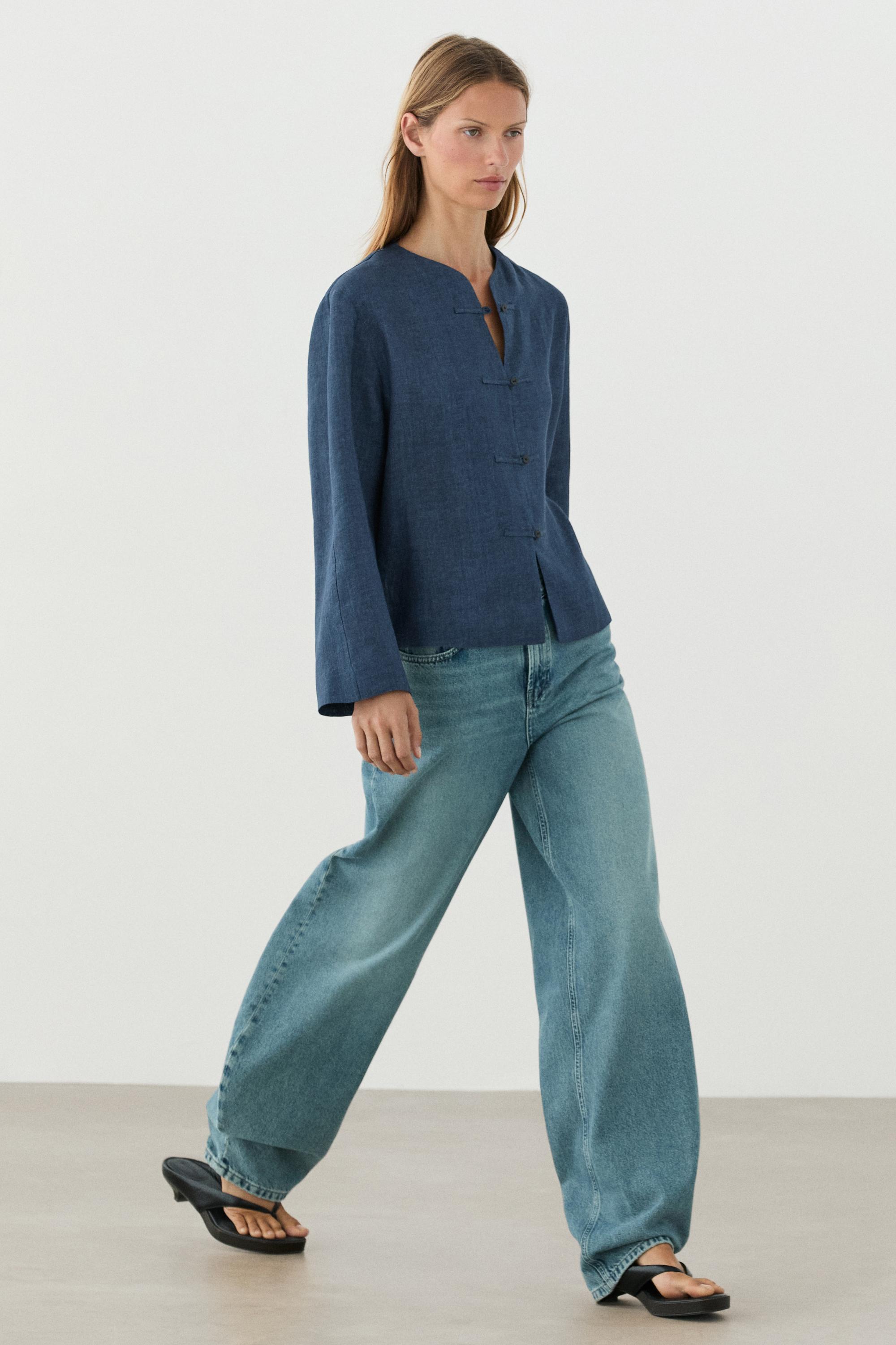 100% linen overshirt with toggle details